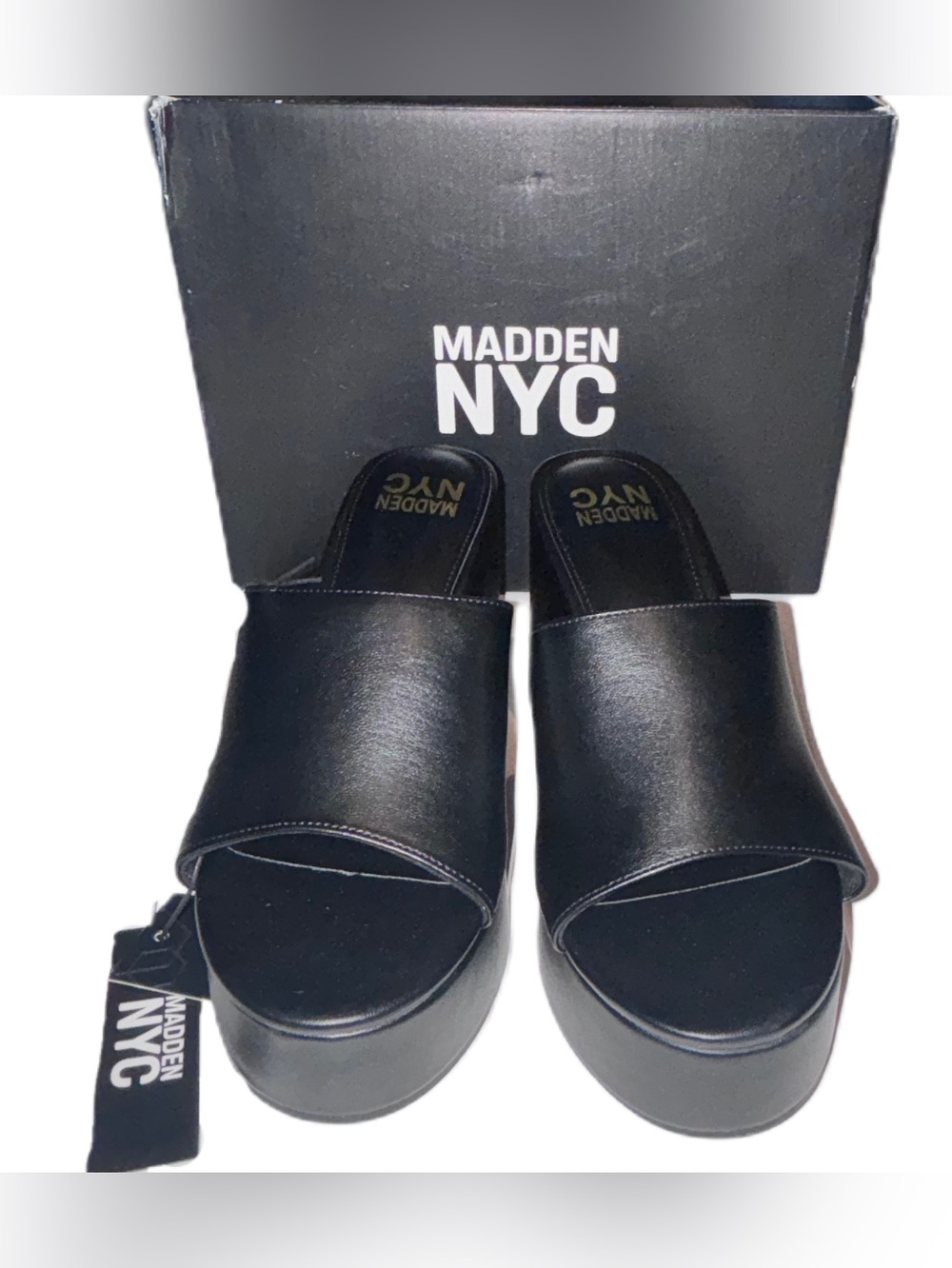 Madden NYC Black Platform Boho Wedge Slide on Sandals - Women's 11 - Picture 3 of 14